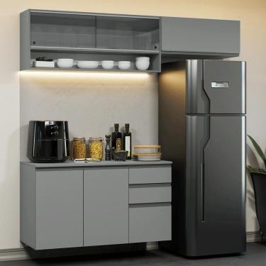 Imagem de Armário de Cozinha Compacta Suspenso 200cm Cinza Nice Madesa XA12