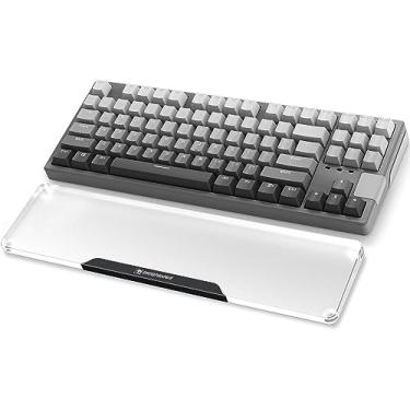 Imagem de SELORSS Descanso de pulso para teclado de acrílico Pro- TENKEYLESS 80% Teclado- Teclados mecânicos Descanso de palma ergonômico para teclado de computador, Almofada de pulso para laptop, Preto