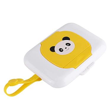 Imagem de Distribuidor Portátil de Lenços Umedecidos para Bebês, Caixa de Lenços Umedecidos para Carrinho de bebê Durável Em Material PP de Silicone para Uso Conveniente (panda amarelo)