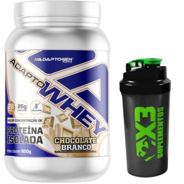 Imagem de Adapto Whey Sabor Chocolate Branco 900g - Adaptogen + Coqueteleira 600ml - X3 Suplementos