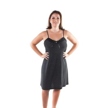 Imagem de Camisola Linha Plus Size Alcinha Estampado Com Detalhes - BELLA CHARM,