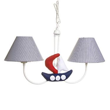 Imagem de Potinho de Mel Lustre com 2 Lâmpadas Simples com 2 Barcos Náutico, Quarto Bebê Infantil Menino