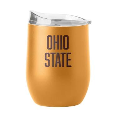 Imagem de Logo Brands NCAA Ohio State Buckeyes Copo curvo para bebidas com revestimento em pó de 473 ml - Isolamento de parede dupla, base de silicone antiderrapante, mantém as bebidas quentes ou frias