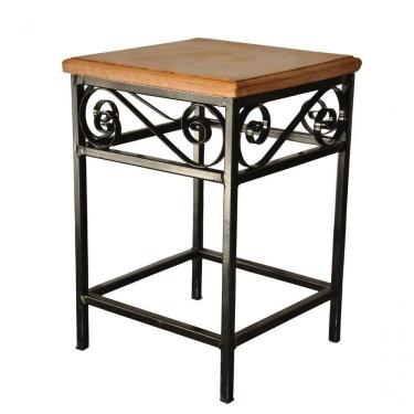 Imagem de Banco Jardim Externo Ferro Madeira 45 Cm Altura