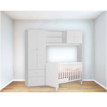 Imagem de Guarda-Roupa Conjugado Peternella Branco Com Berço Qmovi Branco