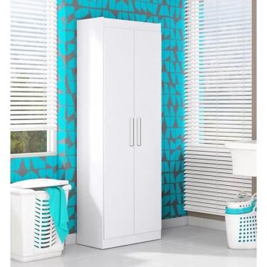 Imagem de Armário Multiuso 2 Portas E 5 Prateleiras Branco Brilho Aramóveis