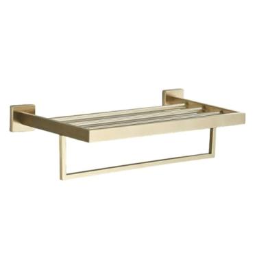 Imagem de Conjunto de ferragens de banheiro dourado escovado toalheiro roupão de banho gancho barra prateleira suporte de papel de seda acessórios de banheiro, 1 peça de suporte de papel, como mostrado (ouro a