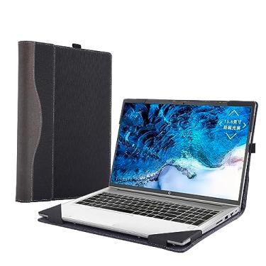 Imagem de Capa para laptop de 15,6 polegadas HP ProBook 450 G10 G9 G8 2023-2021 / ProBook 455 G10 G8 G9 [Do Check Model] Capa protetora de couro PU para computador (preto)