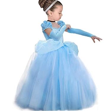 Imagem de Vestido de princesa YESNID para meninas Cinderela fantasia de baile infantil Halloween festa cosplay 2-13T, Azul, 2-3Y