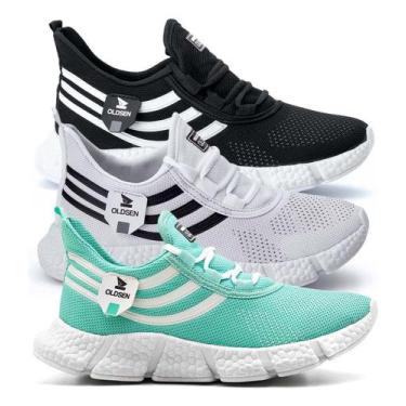 Imagem de Kit 3 Tênis Feminino Casual Academia Caminhada Confortável Treino Leve