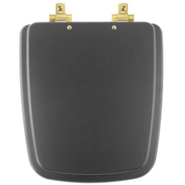 Imagem de Assento Sanitário Mdf Soft Close Boss Onix (preto Fosco) Para Vaso Incepa Com Ferragem Dourada