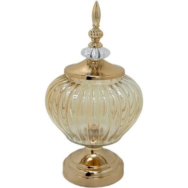 Imagem de Bomboniere Pote Decorativo Em Bronze Vidro Biscoitos E Doces