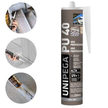 Imagem de Selante PU40 Poliuretano Cinza 400g Adesivo Vedação Alta Resistência Madeira Vidro Metal