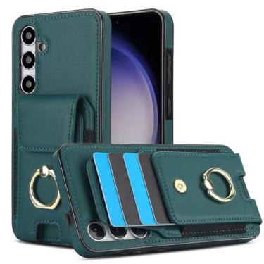 Imagem de HJZSZX Para Samsung S23 Ultra Luxury Ring Couro Carteira Cartão Telefone Capa Flip Stand Capa (Para Samsung S23 Ultra/verde)