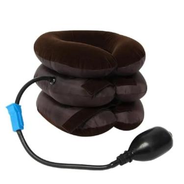 Imagem de SUPORTE COLAR CERVICAL ALMOFADA INFLAVEL VIAGEM TRAVESSEIRO PROTETOR ALIVIO ORTOPEDICO DOR TRACAO VERTICAL EXTEN