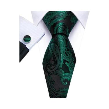 Imagem de Conjunto de Gravata e Abutões Masculinos - Verde Menta, Cerceta, Oliva