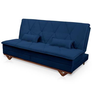 Imagem de Sofá Cama Estoril 1,90m Azul Suede Velut - King House