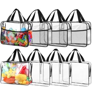 Imagem de Locmeo Pacote com 8 sacos de armazenamento de brinquedos com zíper 29 x 20 x 10 cm, reutilizável, transparente, para jogos de tabuleiro, impermeável, transparente, organizador de brinquedos, estojos