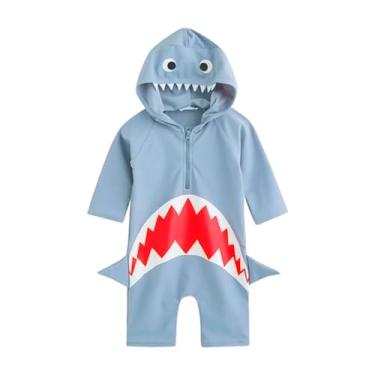 Imagem de TTETTZ Maiô Rashguard com Chapéu, Proteção Solar, Zíper, Roupa de Banho Infantil, 3XL