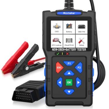 Imagem de ALLmeter Scanner OBD2 2 em 1 e testador de bateria ferramenta de diagnóstico de carro com verificação de integridade da bateria de 12V/24V, 20-2000 CCA, teste de carregamento/arranque, leitor de