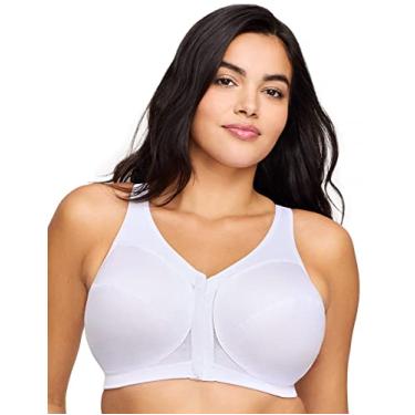 Imagem de Glamorise Sutiã MagicLift Full Figure Plus Size com fecho frontal sem aro #1265, Branco, 50G
