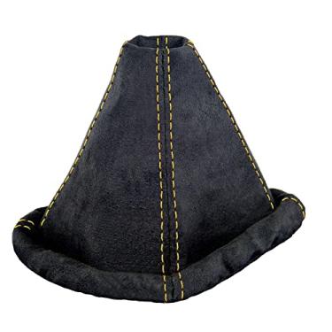 Imagem de Capa de bota de câmbio de camurça sintética compatível com VW Golf 2 MK2 3 MK3 Passat MK3 Polo MK3 para Jetta MK2 MK3 Transmissão manual ponto preto amarelo