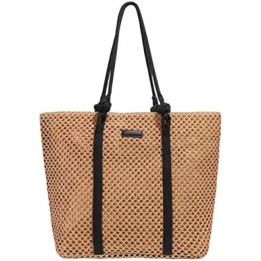 Imagem de Bolsa de praia de palha Avisky Crochet, de tecido grande para mulheres