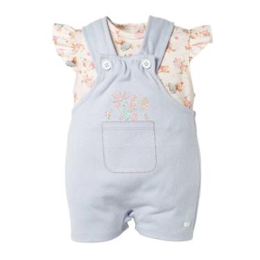 Imagem de Macacão Jardineira Bebê Menina Curto + Body Rosa Aurora- Hug