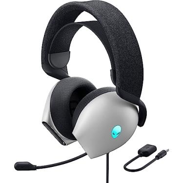 Imagem de Alienware AW520H Fone de ouvido para jogos com fio – Dolby Atmos, unidirecional, AlienFX 16,8 milhões de cores RGB, mudo de microfone, controles de volume no fone de ouvido, certificado de alta resolução de 40 mm – luz lunar