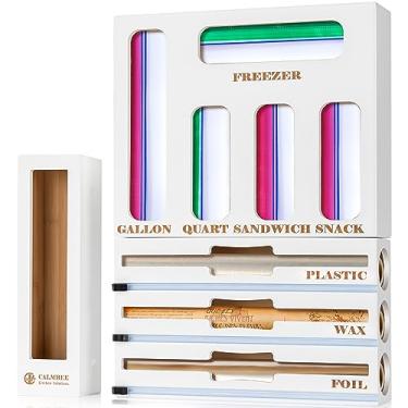 Imagem de Calmbee Organizador de bolsa de armazenamento, organizador de papel alumínio e plástico com cortador, organizadores de cozinha e armazenamento compatível com galão, litro, sanduíche, sacos de lanche e