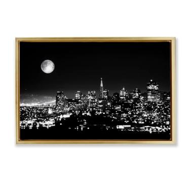 Imagem de Stupell Industries Arte de parede em tela flutuante dourada luzes da cidade à noite por Danita Delimont, 78 x 53 cm