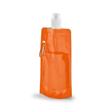 Imagem de Squeeze garrafa de água garrafinha dobrável levar na bolsa para academia 460ml Transparente (Laranja,1)
