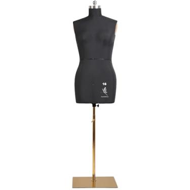 Imagem de lavandeform Manequim De Costura Feminino, Tamanho 16, Profissional Para Exibição E Design Sob Medida, Espuma Fixação. Torso Ajustável Em Altura Com Base Metal Estável. (Preto, 16)