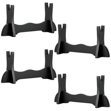 Imagem de FLURSAILE Suporte Para Varinha De 8 Polegadas, Madeira Preta, Mini Espada, Curto Punhal (4 Peças)