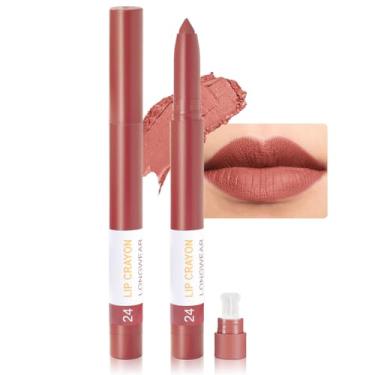 Imagem de BINGBRUSH Conjunto De Batons Longa Duração Com Lápis Labial Fosco, Delineador Hidratante E Suave Apontador Integrado, Cor Ultimate Super Stay Para Maquiagem, Gloss À Prova D'Água Aveludado (24 Verme