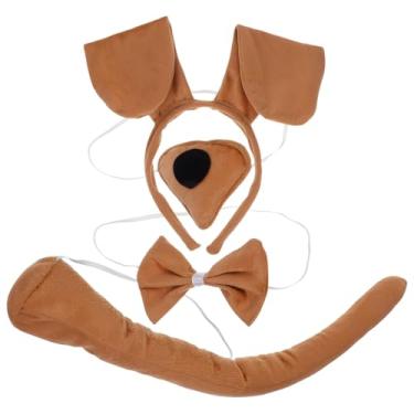 Imagem de JOINPAYA Conjunto de fantasia de cachorrinho: tiara com orelhas de cachorro, gravata borboleta, cauda de nariz, acessórios de fantasia de animal para cosplay de Halloween, festa de fantasia