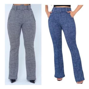 Imagem de Kit c/2 Calças Flare Social Bailarina c/ Bolso na frente e Detalhe de 