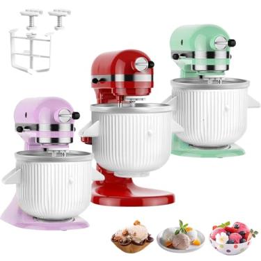 Imagem de Acessório para máquina de sorvete para batedeira KitchenAid, compatível com acessórios e acessórios KitchenAid 4,5/5QT/6QT/7QT, 2 litros para acessórios de batedeira KitchenAid, máquina de gelato de