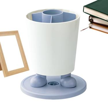 Imagem de Porta-Lápis Para Mesa - Organizador de Mesa Com Copo Porta-Canetas | Recipiente Giratório 360 Graus Com 4 Divisórias Para Material Escolar em Casa, Trabalho ou Sala de Aula