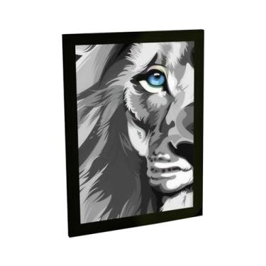 Imagem de Quadro Decorativo Leão Ilustração Vetor Olho Azul Decoração Poster Quarto Sala