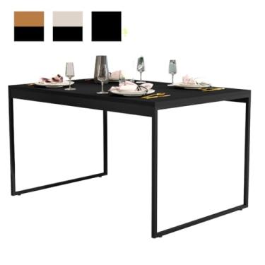 Imagem de Mesa de Jantar Industrial 120x80 cm, Tampo em MDF, Estrutura em Aço com Pintura Epóxi, Altura Ajustável, Design Moderno para Sala de Jantar ou Cozinha (Preto/Preto)