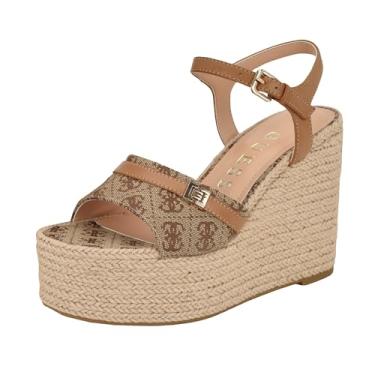 Imagem de GUESS Sandália feminina Taani Wedge, Logotipo marrom médio 210, 41