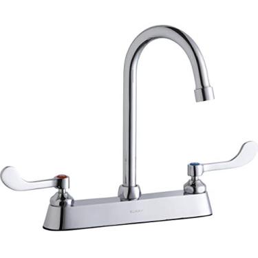 Imagem de Elkay LK810GN05T4 torneira cromada exposta com bico de pescoço de ganso de 12,7 cm e alças de 10 cm