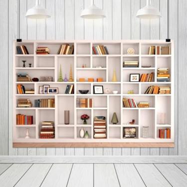 Imagem de ZJRBJB Estante branca de 3 x 2,4 m, decoração de escritório para videoconferência, zoom, casa, escritório, estudantes, professores, fotos, fotos, estúdio, adereços