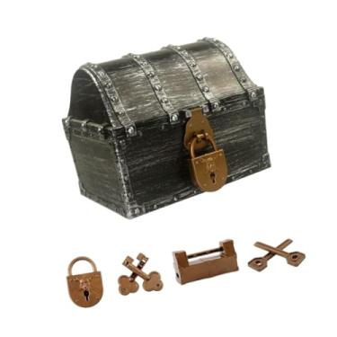 Imagem de YIJU do Pirata Brinquedo Pirata Decoração Decorativa com Cadeado e Chave Caixa de Joias Caixa de para Brincar ao Ar Livre Aniversário, Prata