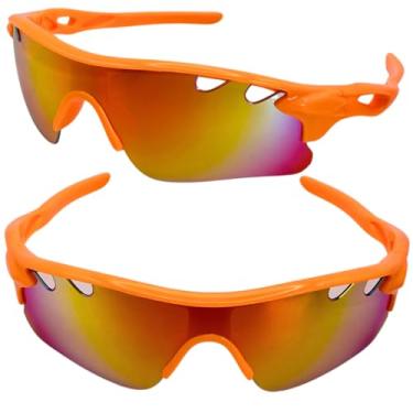 Imagem de Óculos de Sol Esportivo Atleta Ciclista Invocado Premium BIke MTB Speed Corrida Maratona Beach Tennis Altinha com Proteção UV400 - DOUCZ JOACHIM (Laranja Lente Vermelha Multicolorida)