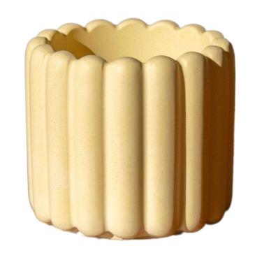 Imagem de Vaso Decorativo Tulipa 8cm Artesanal Em Cimento Amarelo