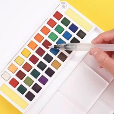Imagem de Conjunto portátil de aquarela sólida com 36 cores, pincéis e paleta - Tintas profissionais Kawaii para arte, escola, esboços e pintura - Perfeito para artistas e estudantes