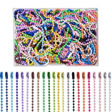 Imagem de 200 peças, corrente de contas de esferas, chaveiro a granel de 12 cm, etiqueta de metal para cães, pequenas correntes com conectores para decoração pendurada
