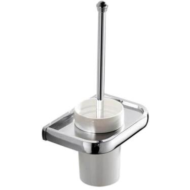 Imagem de Conjunto de acessórios de banheiro prateados - Suporte para papel higiênico, saboneteira e toalha | 5 peças, suporte para escova de vaso sanitário